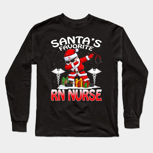 Santas Favorite Rn Nurse Christmas T Shirt Long Sleeve T-Shirt by intelus